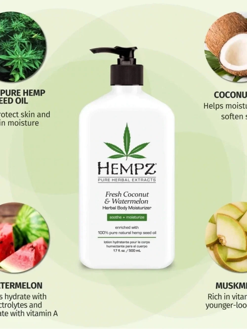 Hempz Fresh Coconut & Watermelon Body Moisturizer 17 fl oz